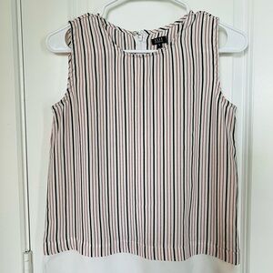 Elle White and Cream Sleeveless Blouse with Boxy Style
